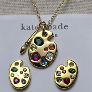 Kate Spade Paint The Town Pendant Necklace & Stud Earrings